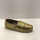 Toms Classic Gold Glitter Slip On Canvas Shoes Size Y1.5 Brand New With Box