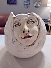 Unique Studio Pottery Vase Handmade & Signed Two Faces