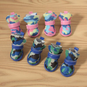 New 4pcs Pet Dog Boots Puppy Cute Camo Anti-slip Shoes Sneakers For Small Dogs