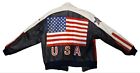 Vintage Phase 2 Leather Motorcycle Bomber Jacket USA American Flag Men’s Size XL