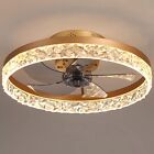 Modern Indoor Flush Mount Ceiling Fan with Lights Dimmable w/RC 3 Color Change