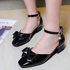 Women's Mary Janes Cute Bow Ankle Strap Block Low Heel Dress Wedding Pumps Shoes