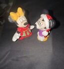 Vintage Mickey And Minnie Mouse Salt And Pepper Shakers  4 Inches Kissing!  GUC