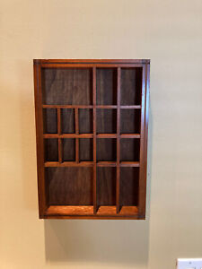 Vintage Wood Curio Shadow Box Display Wall Shelf For Miniatures 15 1/2