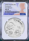 2023 P Australia Silver Kookaburra NGC MS 70 $1 1 oz Coin Flag FR Label PERFECT