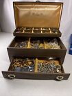 Vintage Lady Buxton 2 Tiered W/Drawer Jewelry Box Full Of Jewelry