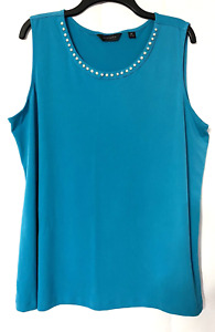 Investments Women's Turquoise Sleeveless Blouse w/ Faux Pearl Accents - Size XL
