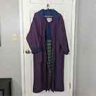 Vintage 80s Monica Gray Purple Flannel Lined Denim + Canvas Trench Coat Size 10