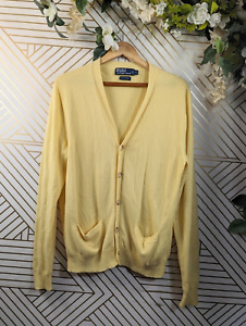 Polo Ralph Lauren Men's Yellow 100% Cashmere Cardigan Sweater Button Up  L READ