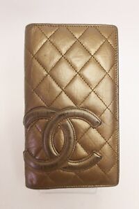 Authentic CHANEL  Cambon Matelasse Leather  Long Wallet  #27528