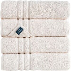 Sea Salt Cream Bath Towels 4 Pack Soft and Absorbent, Premium Quality Perfect...