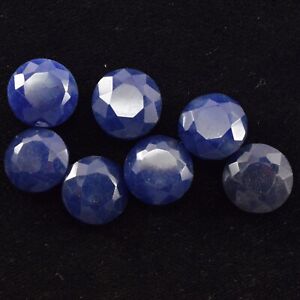 124 Ct Natural Blue African Sapphire Round Cut Loose Gemstone Lot 7 Pieces