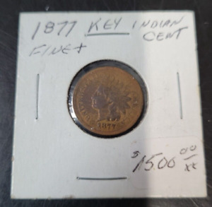 1877 Indian Head Cent Key Date Fine+
