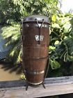 Vintage Mid Century Conga Drum With Original Iron Stand