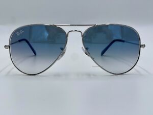 Ray Ban Aviator Silver 3025 003/3F Blue Gradient Lenses Sunglasses 58 mm New