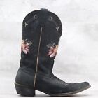 Shyanne Women's 10M US Black Leather Floral Embroidered Western Cowgirl Boots