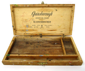 Vintage Gainsborough Wood Artist Oil Colors Box by M Grumbacher 12x6