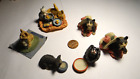 6 Vintage 1970s Cat Figurines - All in One Lot HTF!