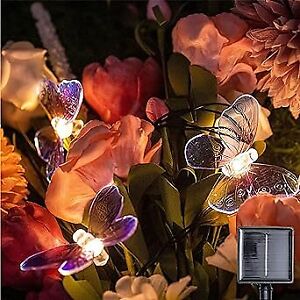 Solar String Lights Outdoor,20 LED Solar Powered Fairy String Lights Butterfly