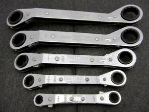 Vintage Craftsman 5pc SAE Offset Box End Ratcheting Wrench Set Made in USA