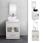 24'' Bathroom Vanity Stand Pedestal Cabinet Drawer Shelves Sink Faucet Drain Set