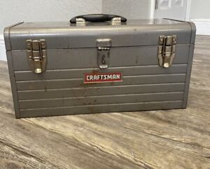 VTG Silver Craftsman Gray Metal Tool Box With Removable Inner Tray 19 X 9 X 8