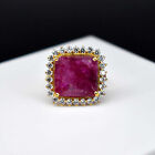 7.56Gm Pink Ruby & Moissanite Gold Plated On 925 Sterling Silver Charm Ring US 8