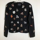 Michael Simon Dog Lovers Sweater Women's Size Small Beaded Embroidered Puppies