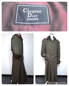 Christian Dior Monsieur Trench Coat Olive Green Size 46R #W1753