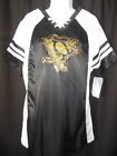Pittsburgh Penguins Women's Short Sleeve Lace Up Shimmer Jersey Shirt Med to 4X