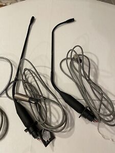Grab bag of parts: gooseneck microphones, cords, power supply, 25 ft 3-pin cable
