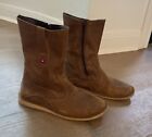 Oliberte Yabela Rustic Brown Mid-Calf Zip Leather African Boots W Size 40 Or 9