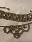 WEISS Necklace & Bracelet SET Brilliant Rhinestone Vintage Art Deco Wide 6 row