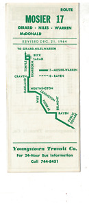 Vintage 1964 Youngstown OH Bus Schedule & Route Map Route 12 & 22
