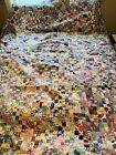 Unbelievable Antique Hand-pieced Postage Stamp Quilt Top 1930's 75x90 Inches.