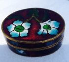 New ListingVintage Cloisonne Trinket Vanity Box Oval Shape Burgandy W/floral Detail