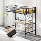 VINGLI Junior Loft Bed Twin Size with Removable Stair & Flat Rung, High Loft Bed