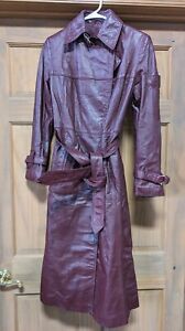 Vintage 1970’s Etienne Aigner Womens Oxblood Red Leather Trench Coat Size 10
