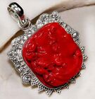 Natural Red Coral Angel 925 Solid Sterling Silver Pendant Jewelry NW14-3