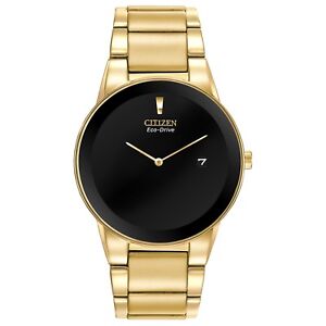 Citizen Eco-Drive Axiom Men's Black Dial Gold-Tone 40mm Watch AU1062-56E