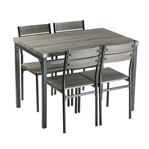 Zenvida Dining Table Set For 4, Rustic Grey 5 Piece Dinette Set Kitchen Table 4
