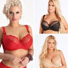 Lace bra Large cups D - S Red black Beige White BBW Sexy Plus Full cup coverage
