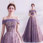 Gorgeous Purple Off Shoulder Floral Princess Evening Dresses Party Prom Gown