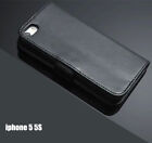 For Apple iPhone 5 5S Real Leather Flip Wallet Case Cover