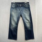 Diesel Zaghor Jeans 34x28 Relaxed Bootcut Blue Stretch Denim Button Fly Italy*