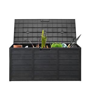 75 Gallon Resin Deck Box Storage for Outdoor Cushions Garden Tools Pool Toys