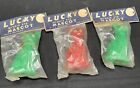Lot Of (3) Vintage Lucky Winnie Eye Mascot Plastic Cat Toys New In Package