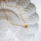 Woman 18K Gold Plated Stainless Steel Daisy Flower Cute Pendant Chain Necklace