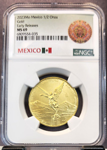 2023 MEXICO 1/2 ONZA GOLD LIBERTAD NGC MS 69 EARLY RELEASES SCARCE