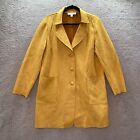 MAGASCHONI Trench Coat Women's Size L Mustard Yellow Faux Leather Deep Pockets